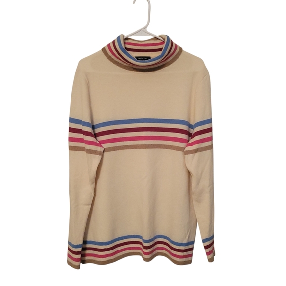 Lands' End Wool/Cashmere Retro Classic Preppy Turtleneck Sweater, Size L/XL - Picture 6 of 7